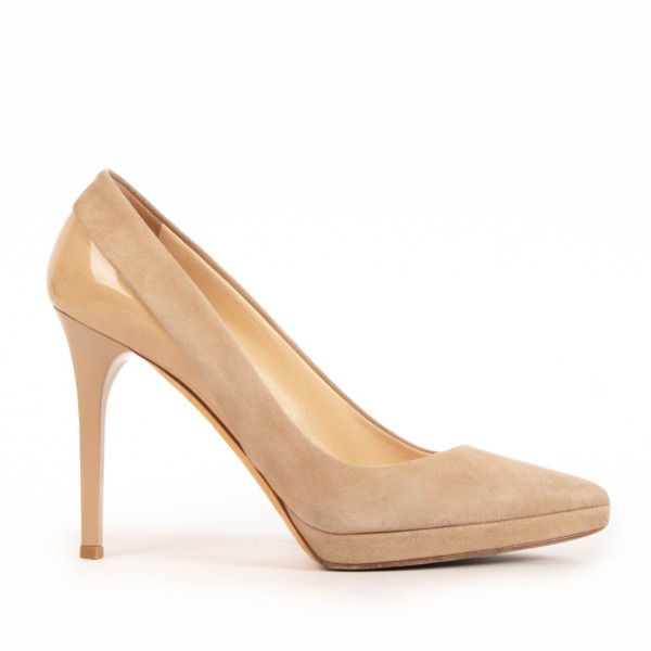 Jimmy Choo Nude Suede Patent Leather Pumps Size Labellov Buy And