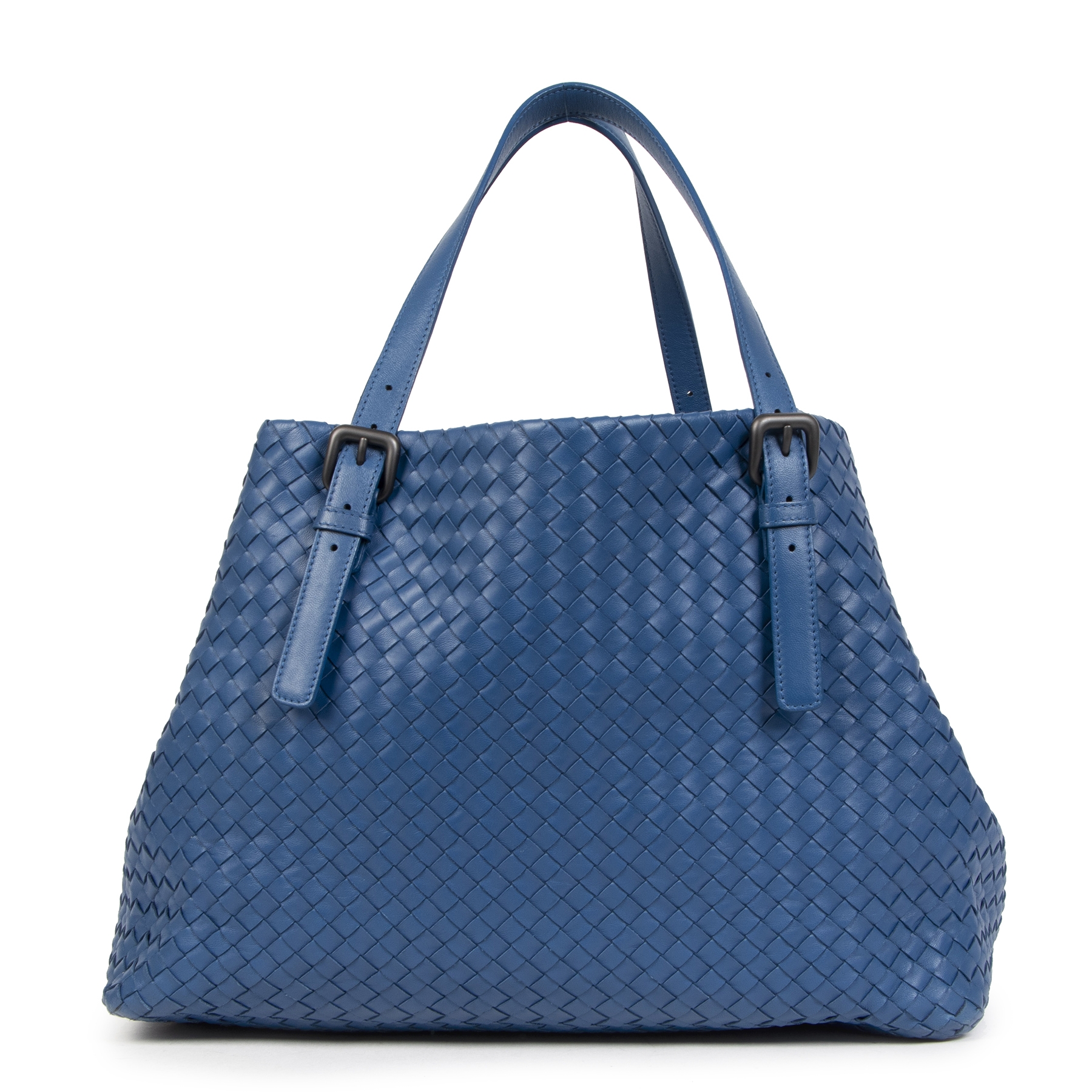関税・送料込 Bottega Veneta blue woven pattern ハンドバッグ Bottega Veneta Small Deep pacific Hop bag | TheDoubleF