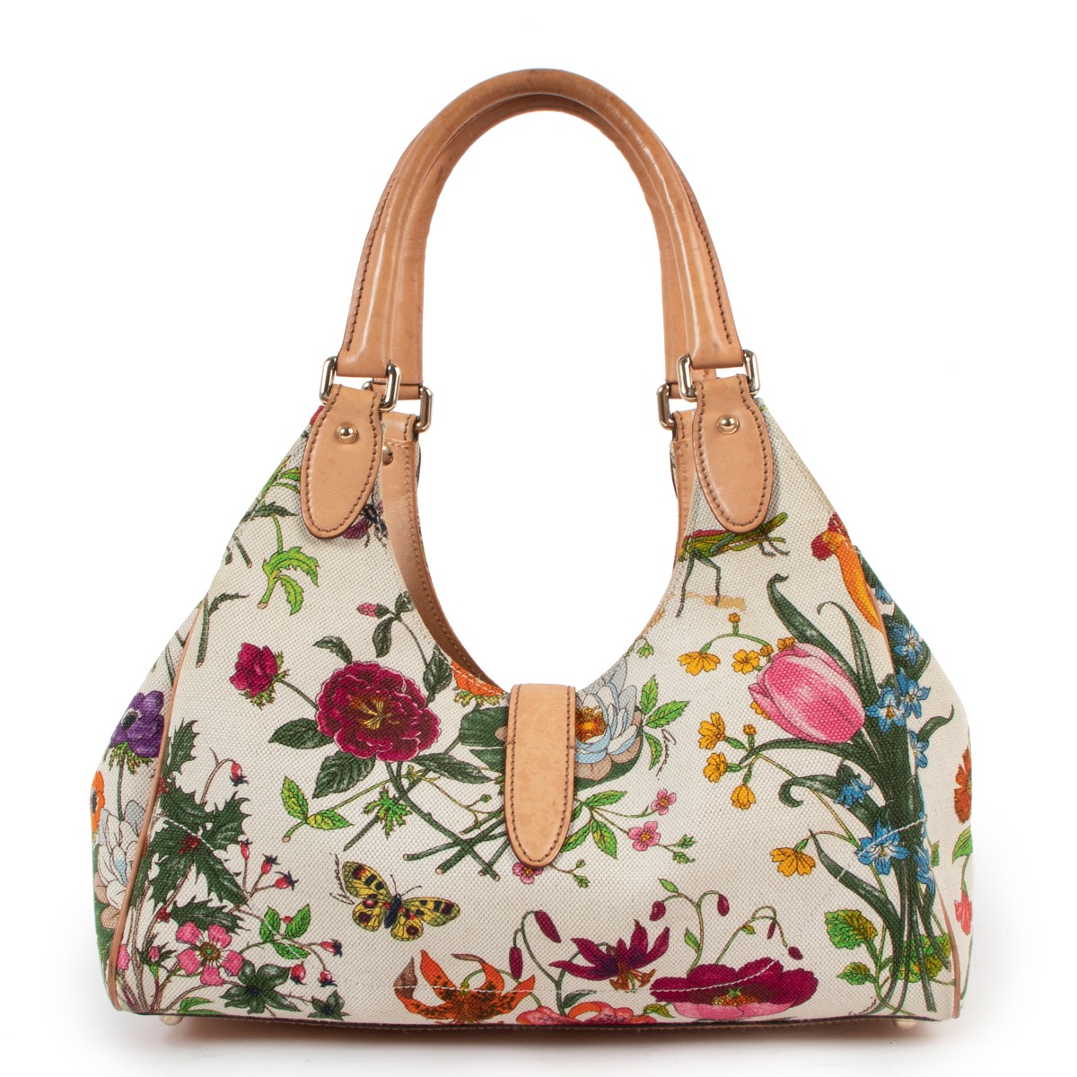 Gucci Floral Canvas Jackie O Hobo Bag Labellov Buy and Sell