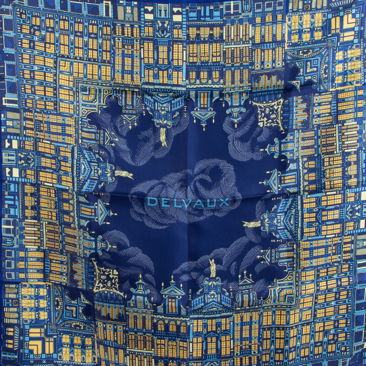 【DELVAUX直営店】Scarf 70 The Grand Place Delvaux The Grand Place Midnight Silk Twill Scarf 70