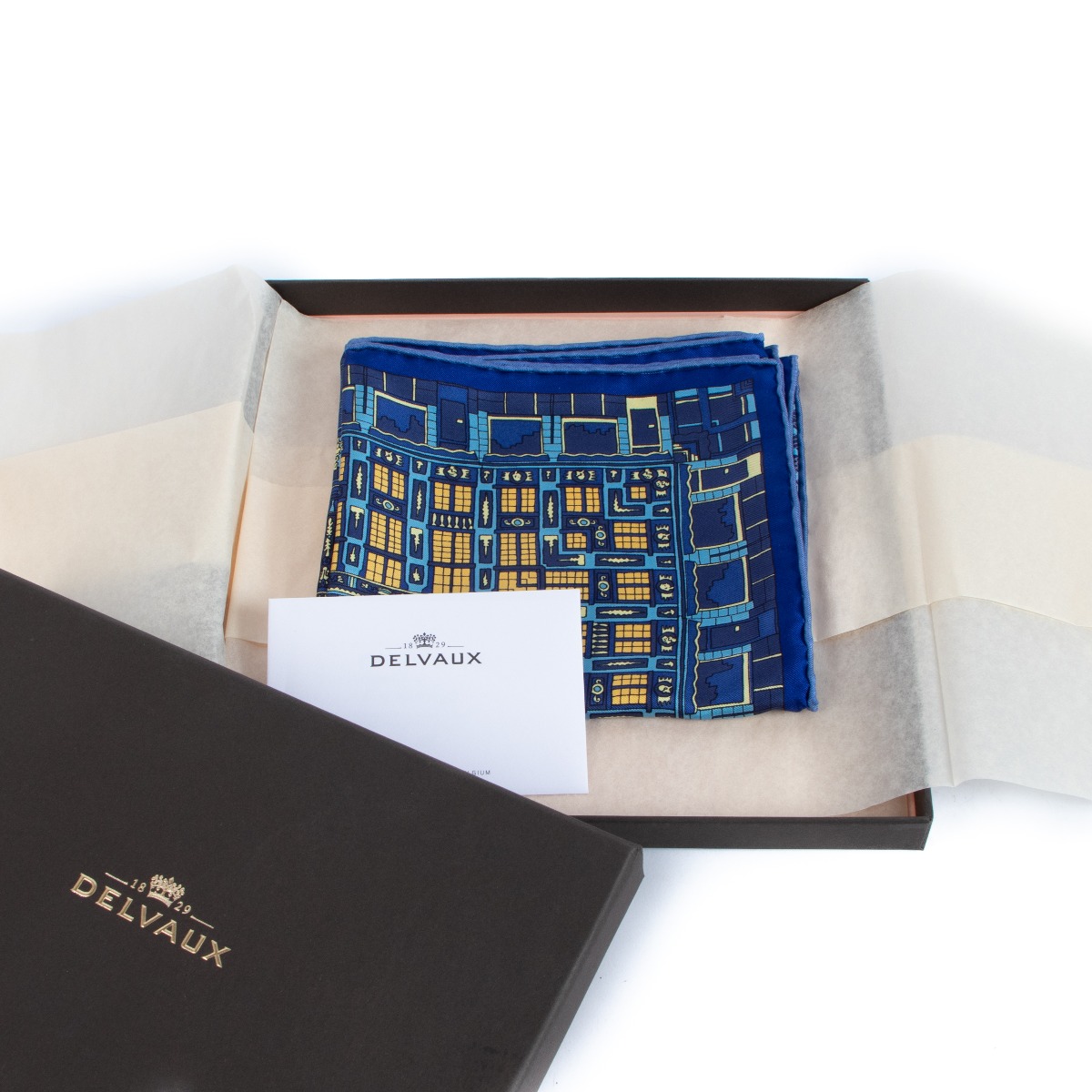 Delvaux The Grand Place Midnight Silk Twill Scarf 70