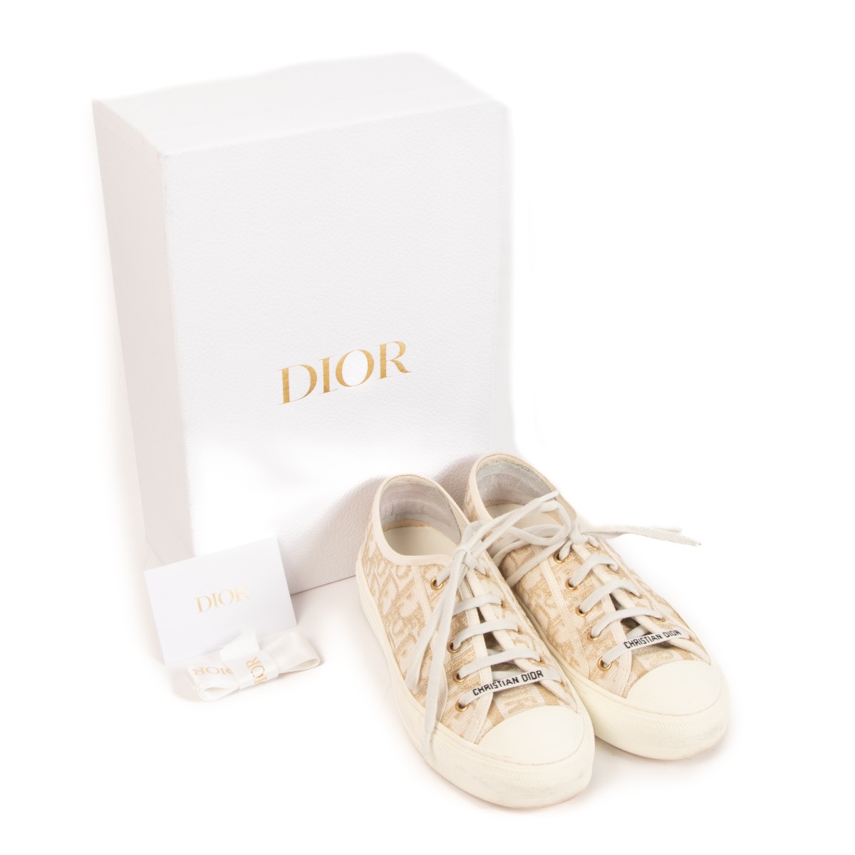 Christian Dior Gold Monogram Walk'n'Dior Sneakers - size 38,5
