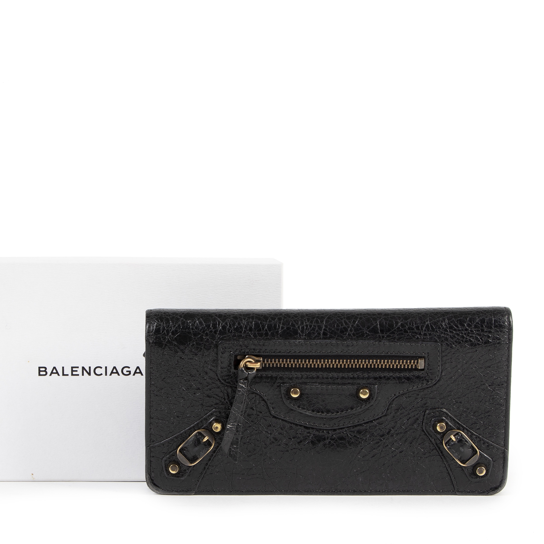 Balenciaga Black Studded Leather Wallet ○ Labellov ○ Buy