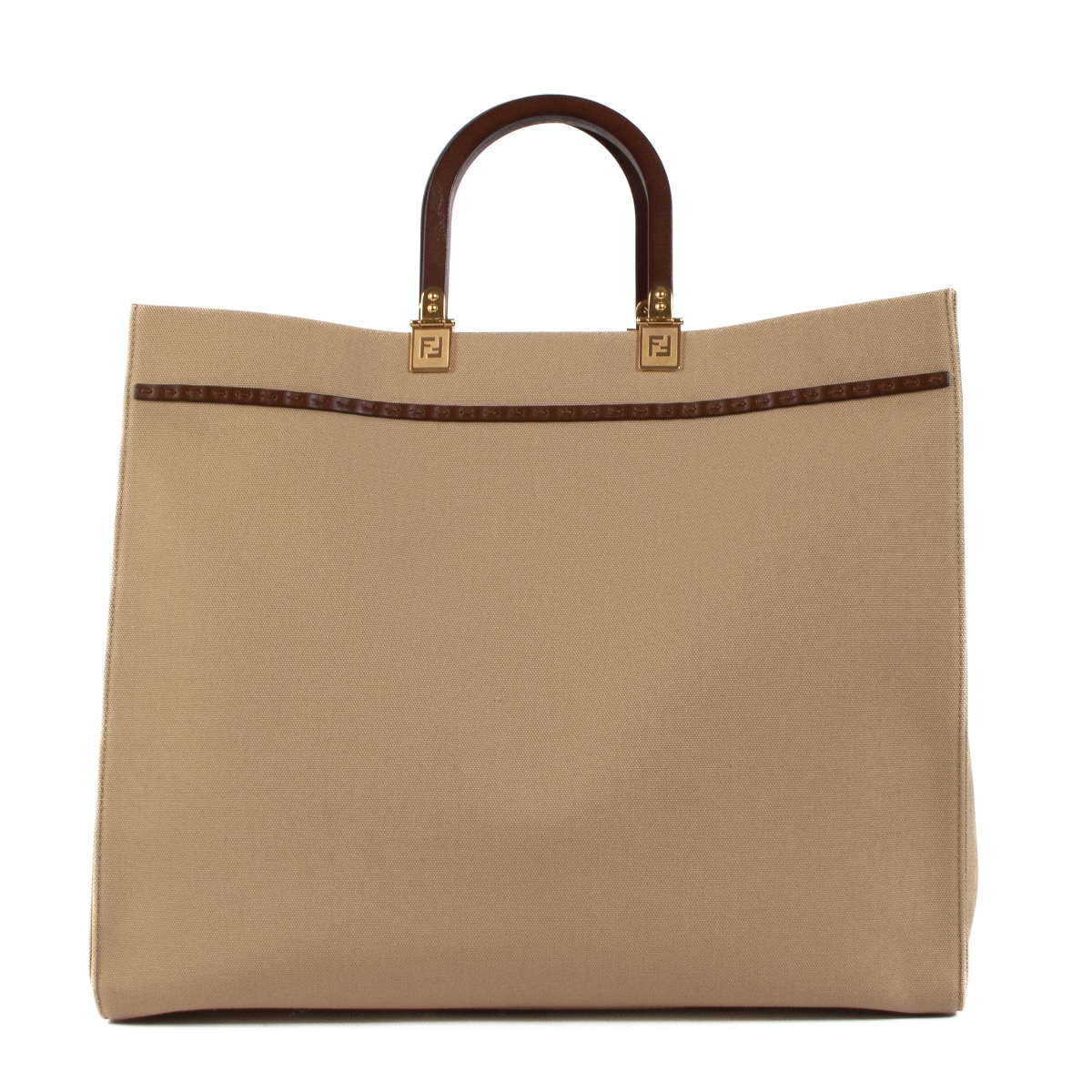 Fendi Beige Canvas Large Sunshine Tote Bag ○ Labellov