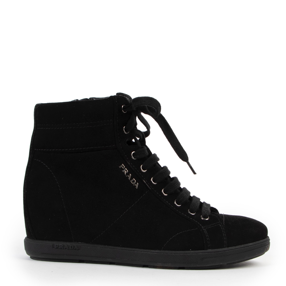 PRADA ブラック Prada - Black Nylon High-Top Ankle Pouch Sneaker