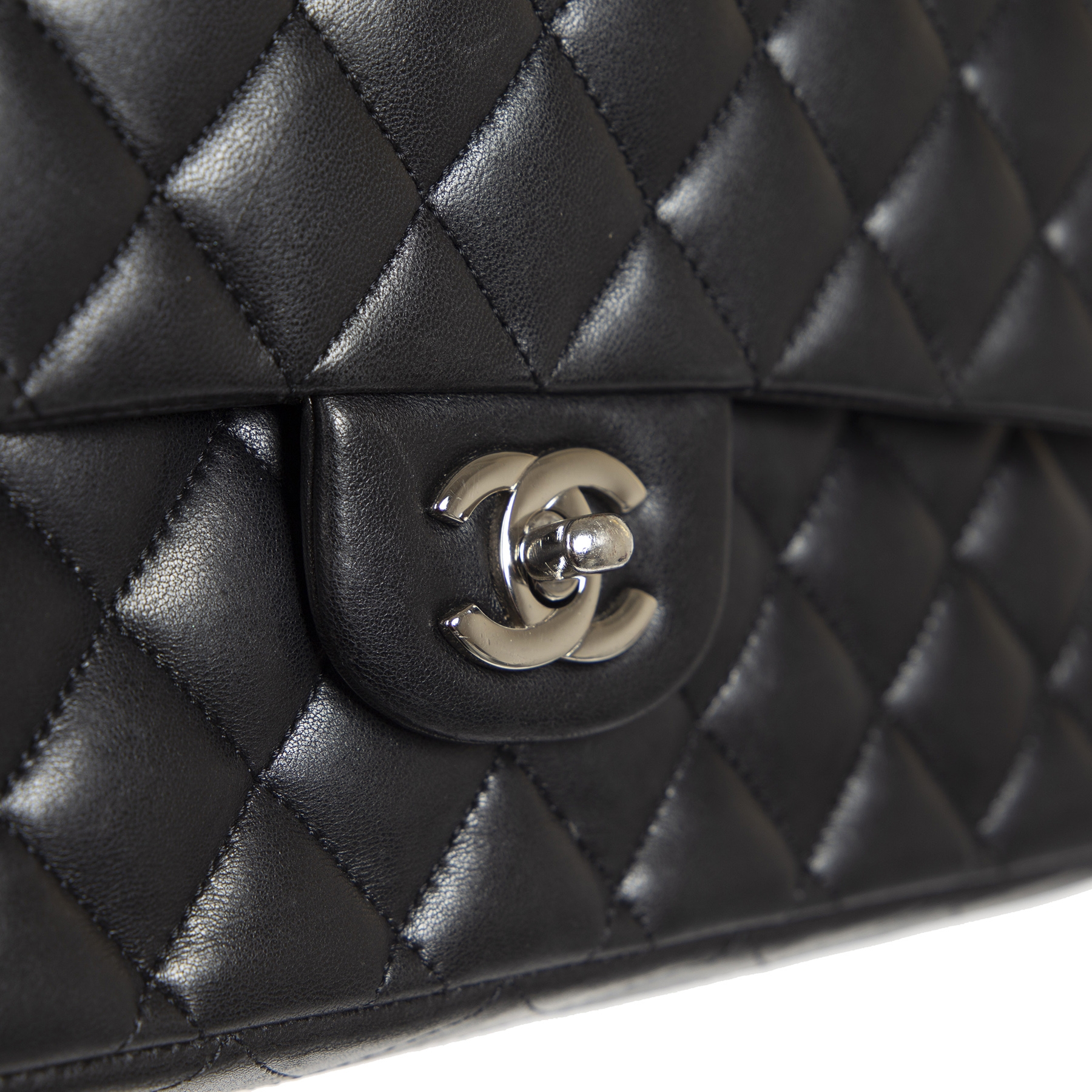 Chanel Medium Classic Black Quilted Double Flap Lambskin Bag