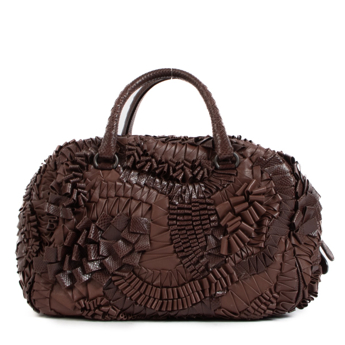 直営店☆BOTTEGA VENETA☆ INTRECCIATO ラミネートレザー バッグ Bottega Veneta Black Intrecciato Medium Handle Bag