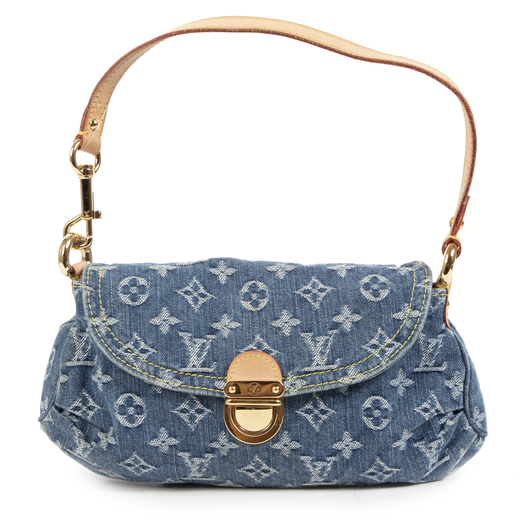 LOUIS VUITTON Pleaty Monogram Denim Baguette