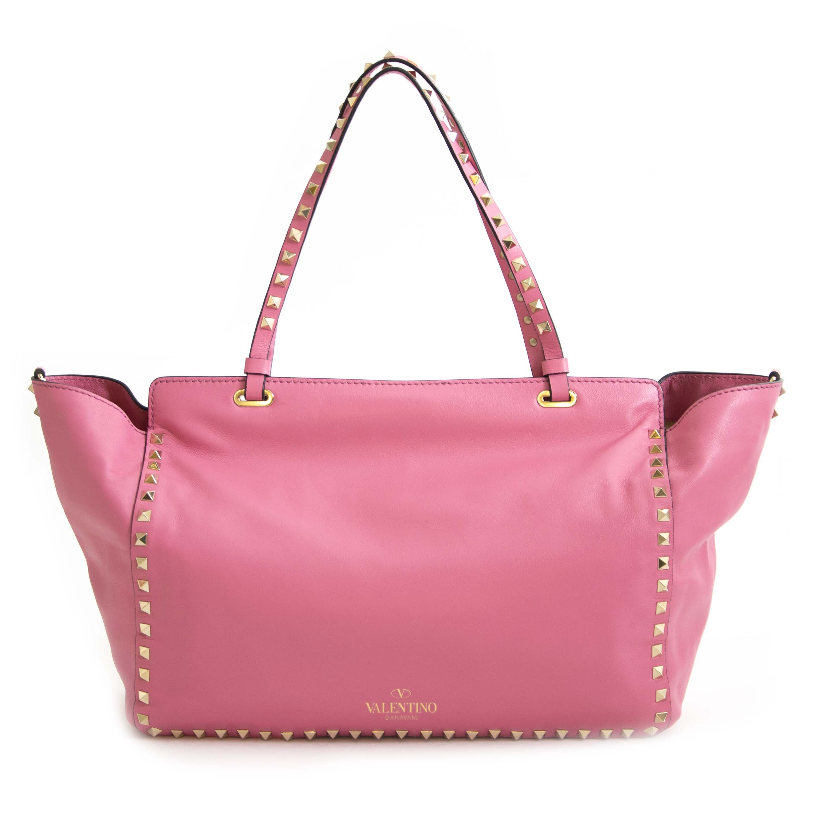 Valentino Pink Rockstud Medium Tote Bag Labellov Buy and Sell Authentic Luxury