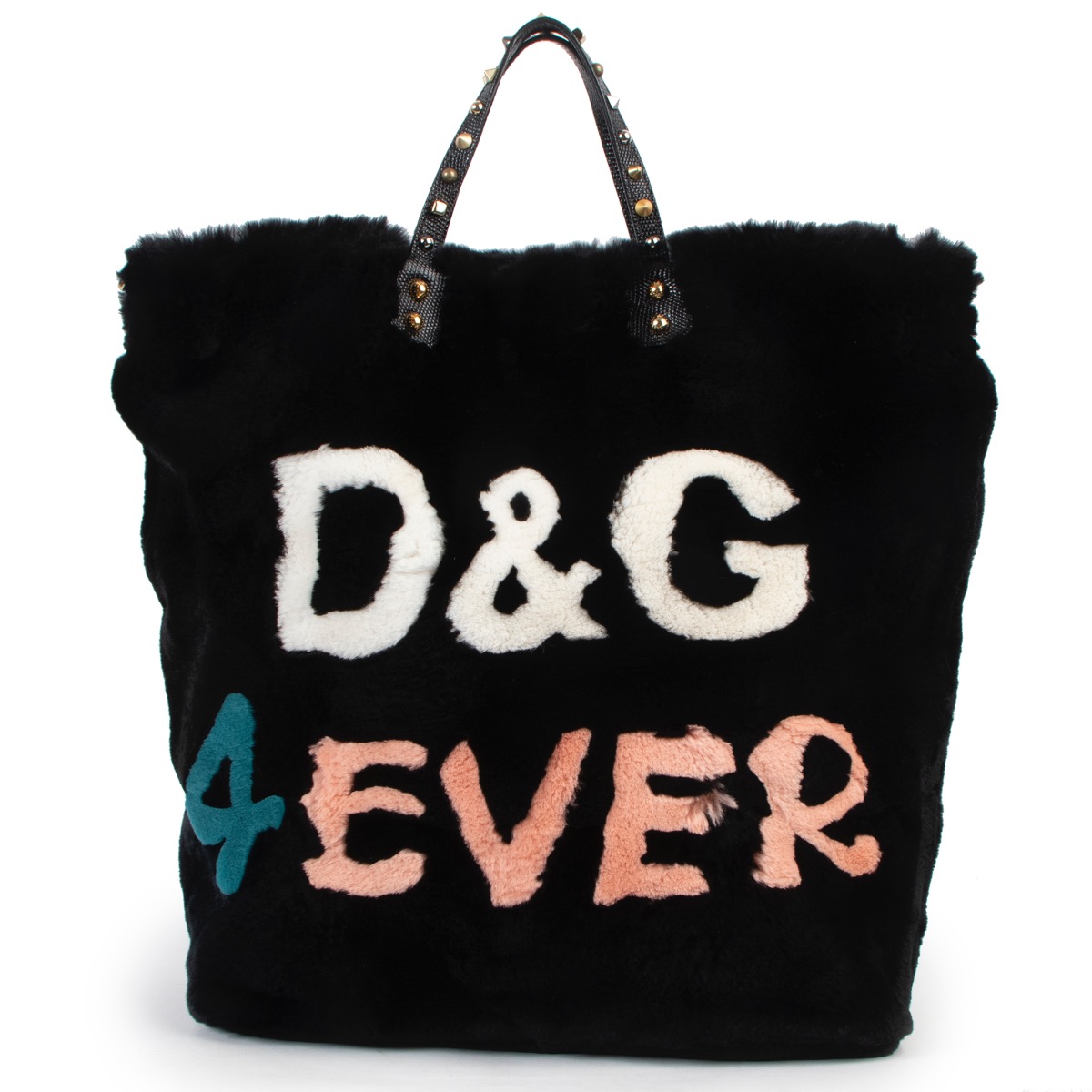 Dolce Gabbana Black Beatrice Rabbit Fur Tote Bag Labellov
