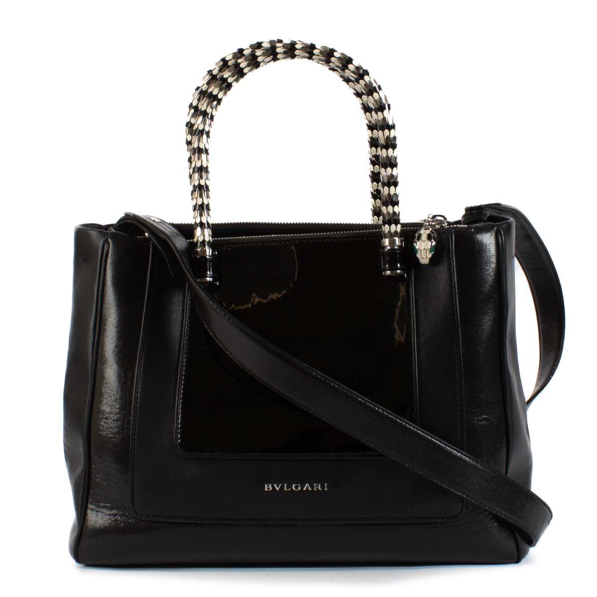 バッグ BVLGARI / Structured Leather Tote Bag 1319_bulgari_black_leather_top