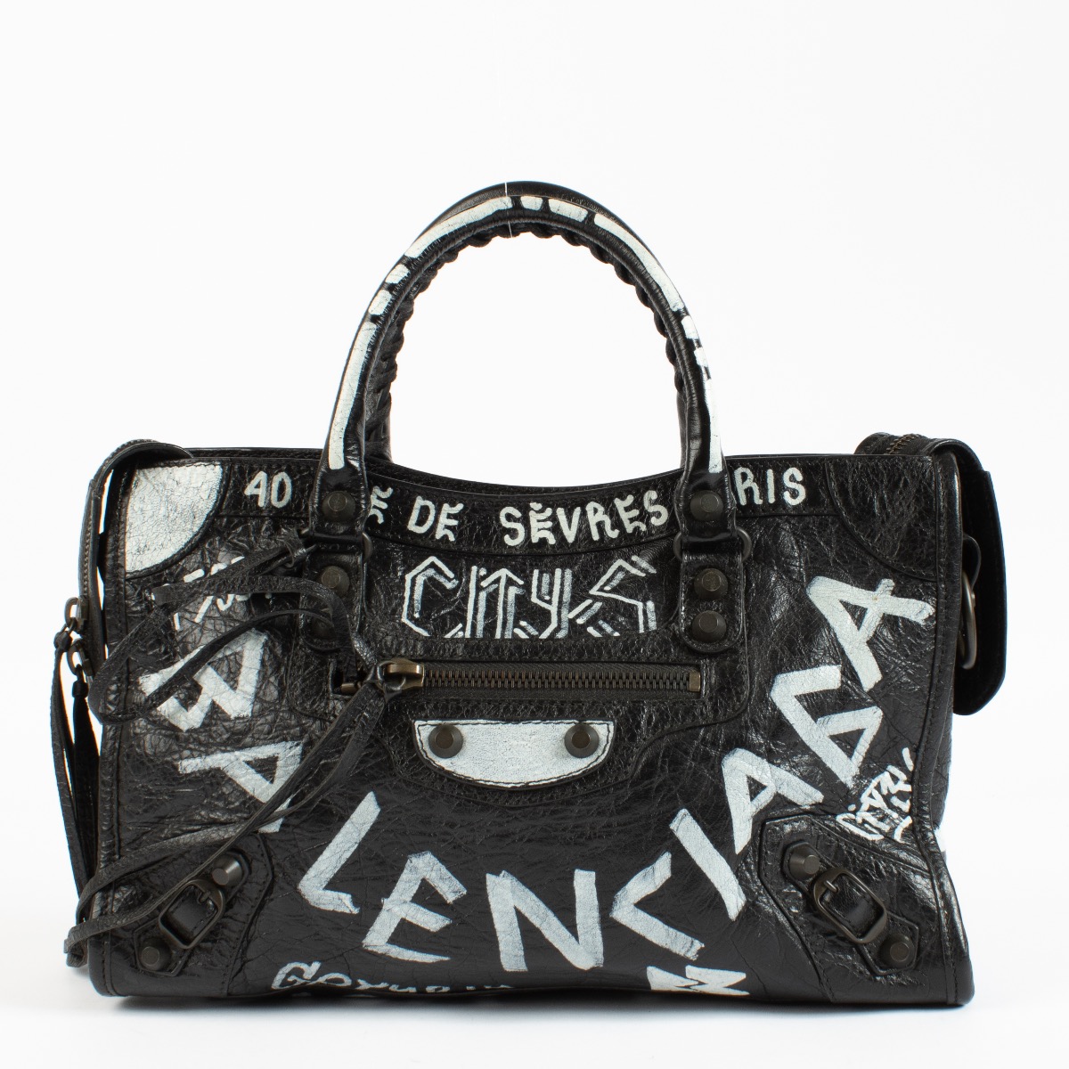Balenciaga Black Graffiti Small City Bag ○ Labellov ○ Buy and