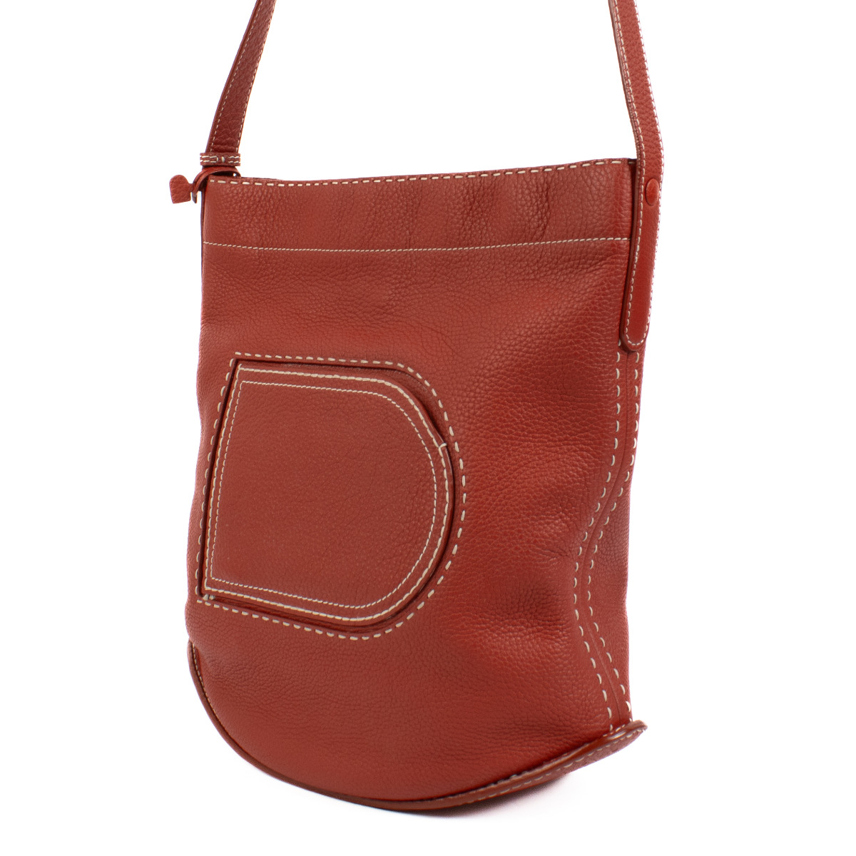 大人気！【DELVAUX】Pin Surpique Taurillon Soft Delvaux Scarlet Red Taurillon Soft Pin Surpiqué Bag