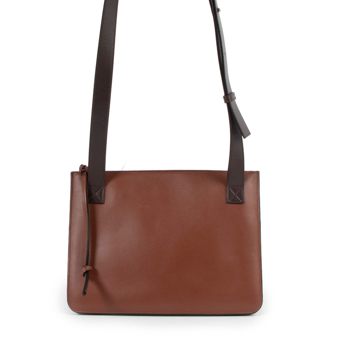 Loewe Brown Leather Gusset Flat Crossbody Bag ○ Labellov