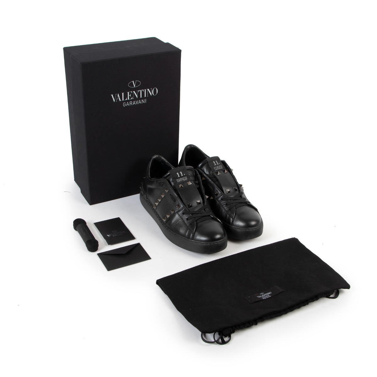 Valentino Garavani Black Rockstud Untitled Sneakers - Size