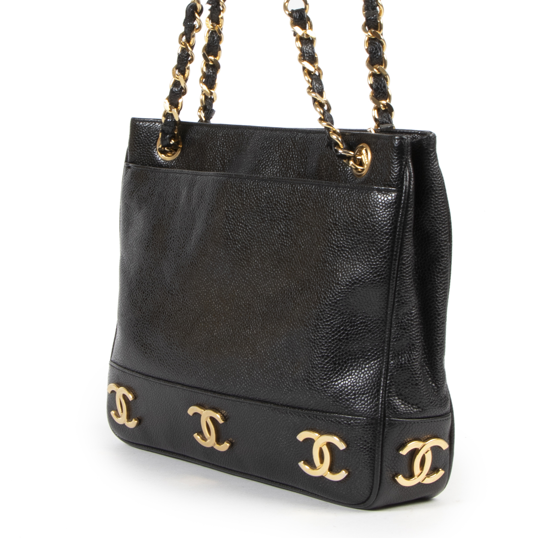 Chanel Vintage Cc Leather Tote Shoulder Bag Labellov Buy And Sell Authentic Luxury
