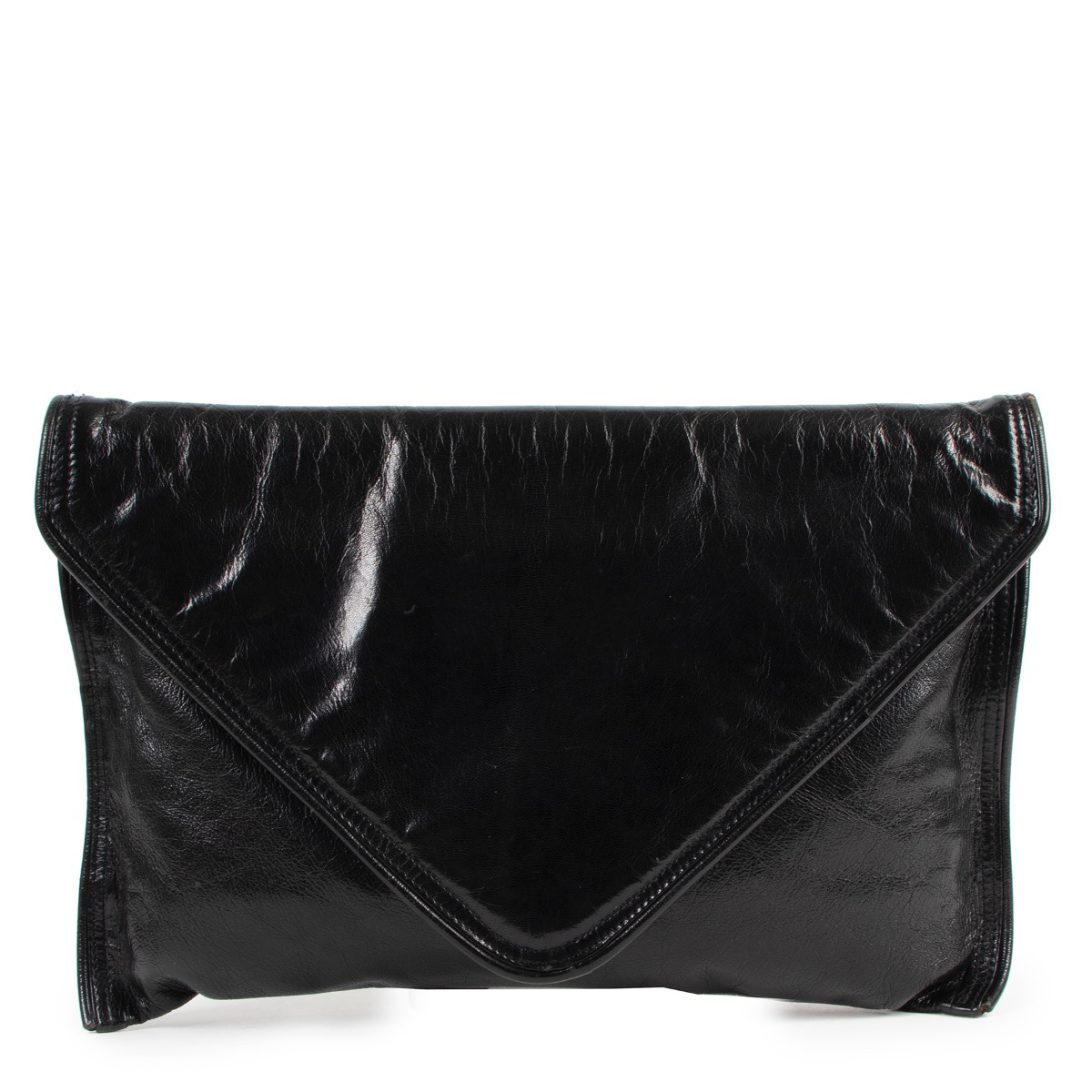 Bottega Veneta Vintage Black Triangle Flap Clutch