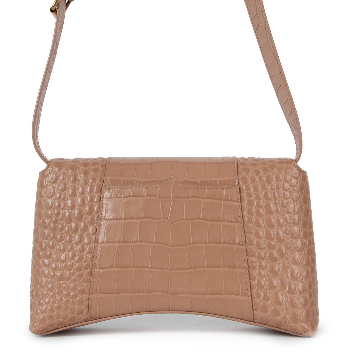 Balenciaga Beige Crocodile Embossed Downtown XS Bag