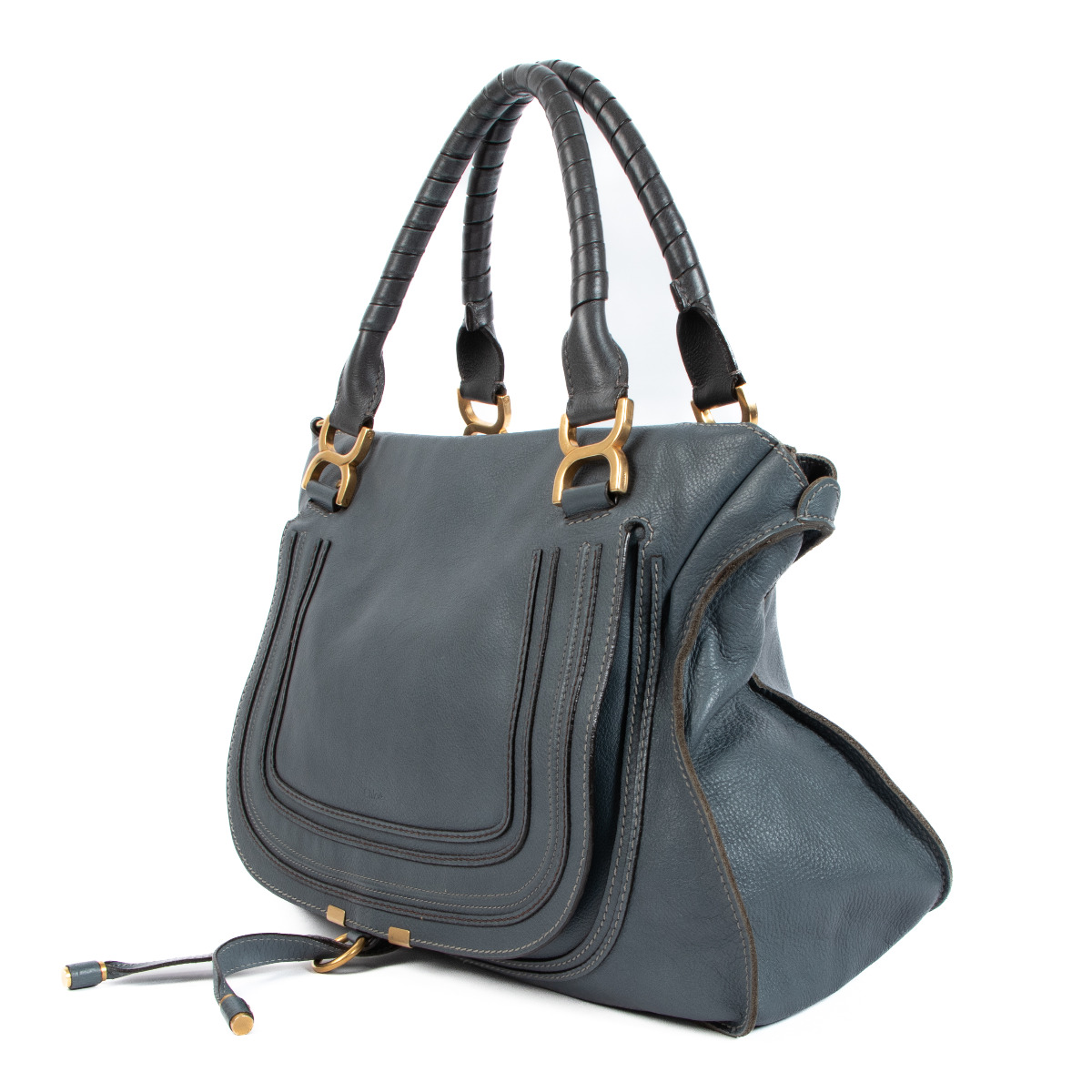 Chloé Blue Marcie Large Leather Shoulder Bag ○ Labellov ○ Buy