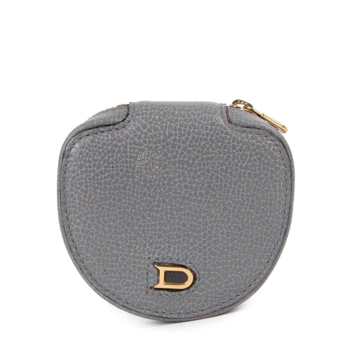 Delvaux Ecu Grey Leather Coin Purse Labellov Buy and Sell