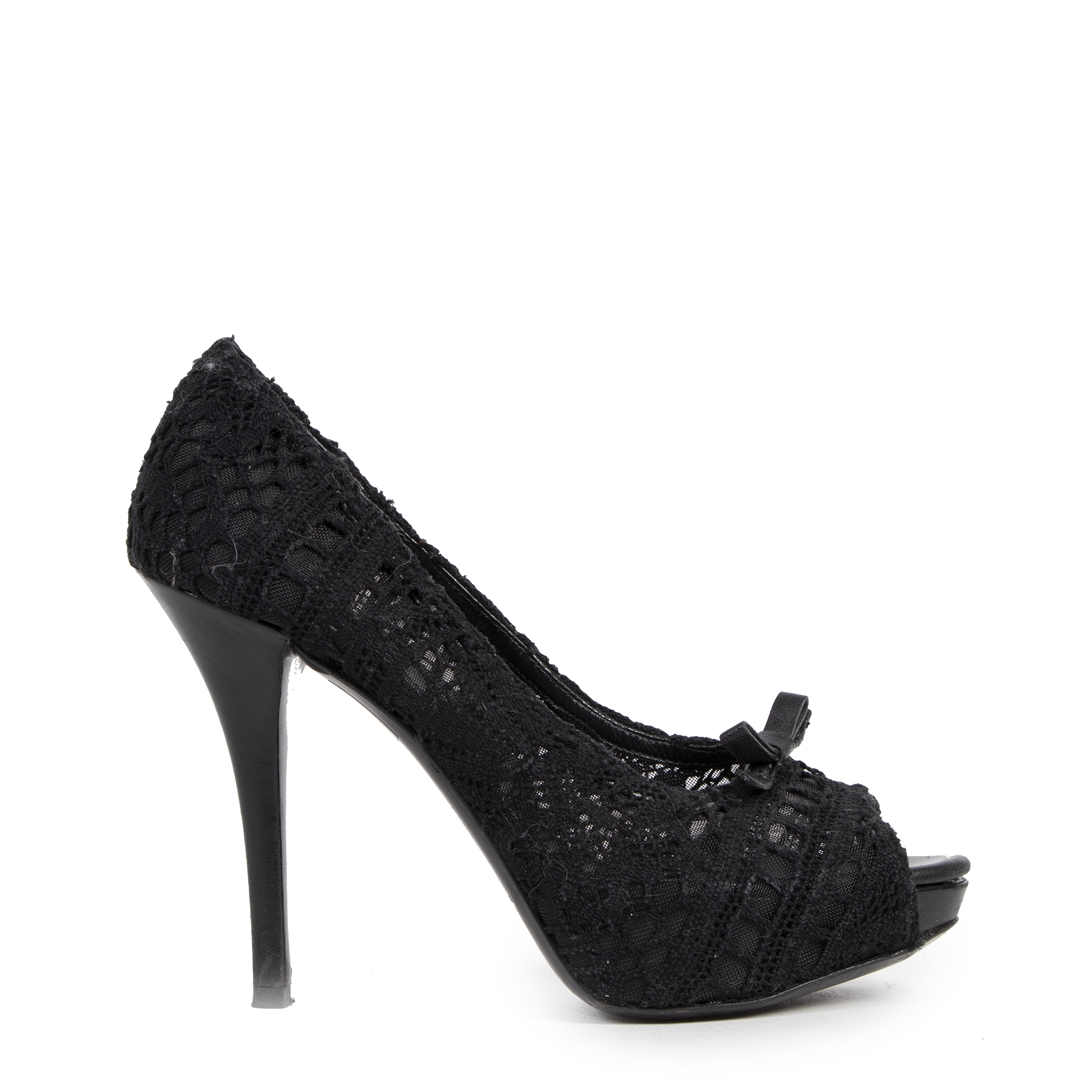 Dolce & Gabbana Black Lace Mesh Peep-Toe Pumps - size 38