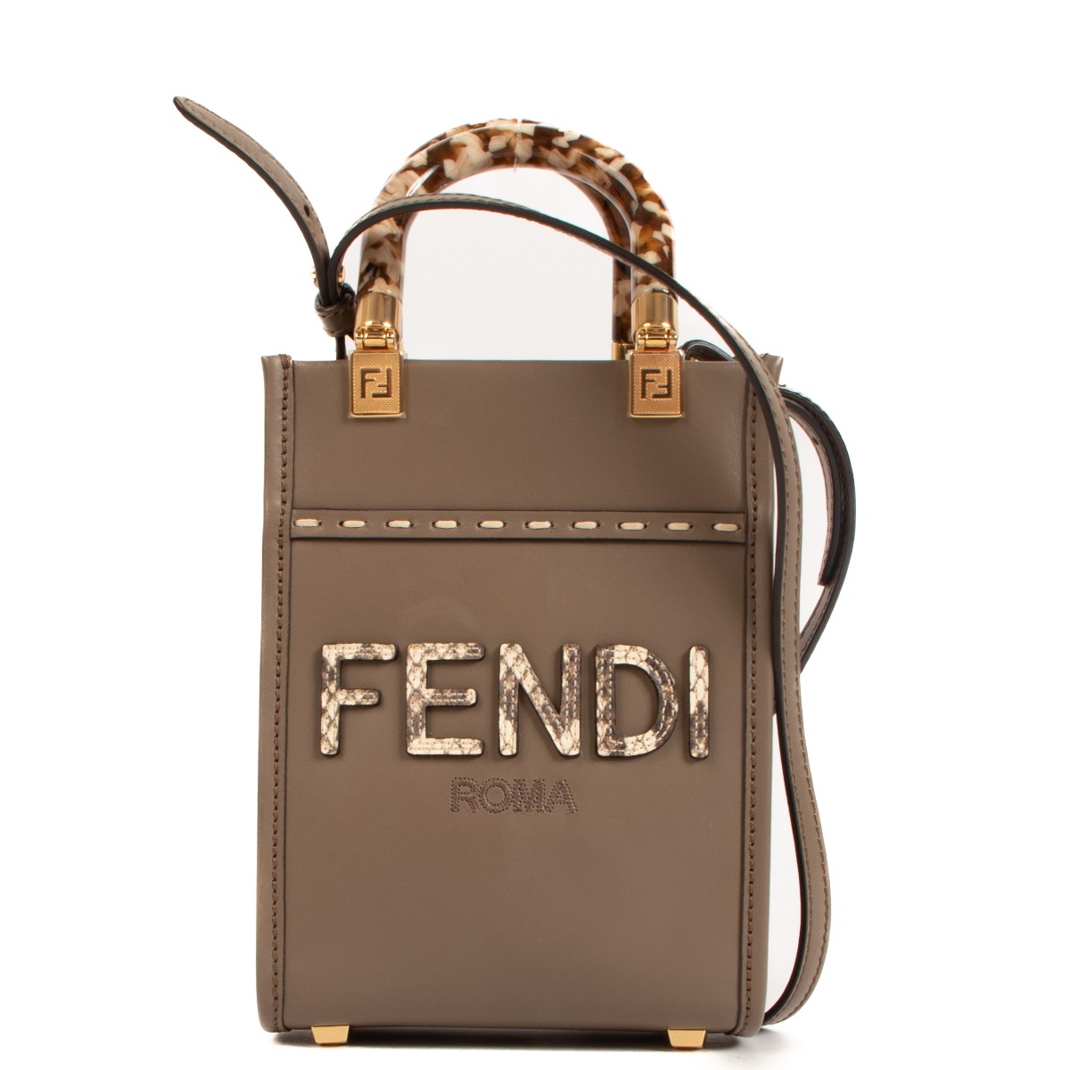 【関税&送料込】Fendi Biscuit Leather Small Sunshine Shoppin Fendi Biscuit Leather Small Sunshine Shopping Bag in Brown