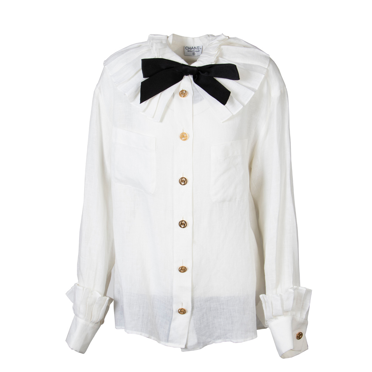 CHANEL CHANEL Silk blouse shirt tops 14AP49432V36305 silk White
