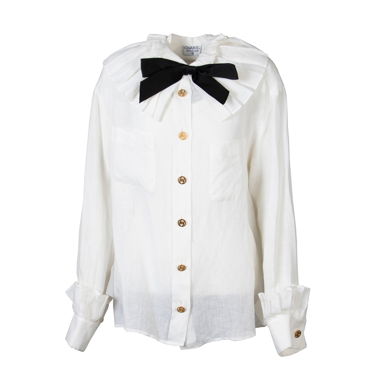 Chanel White Blouse with Stiff Collar — The Posh Pop-Up