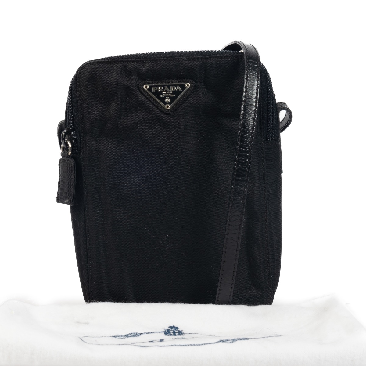 【関税&送料込】Prada Black Leather And Nylon Crossbody Bag Prada Black Nylon & Saffiano Leather Chain Crossbody
