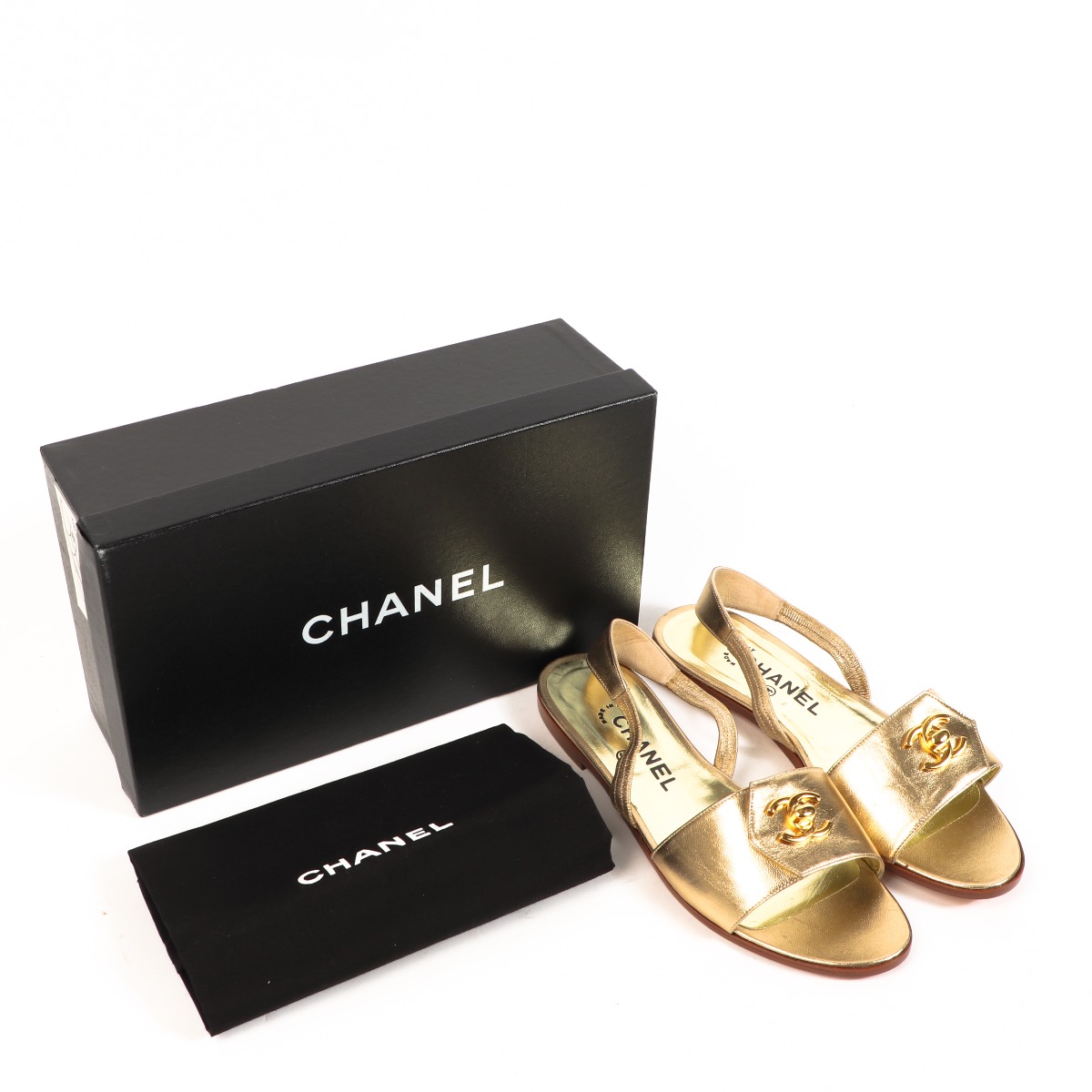 Chanel Gold Leather Sandals - size 39,5 ○ Labellov ○ Buy and