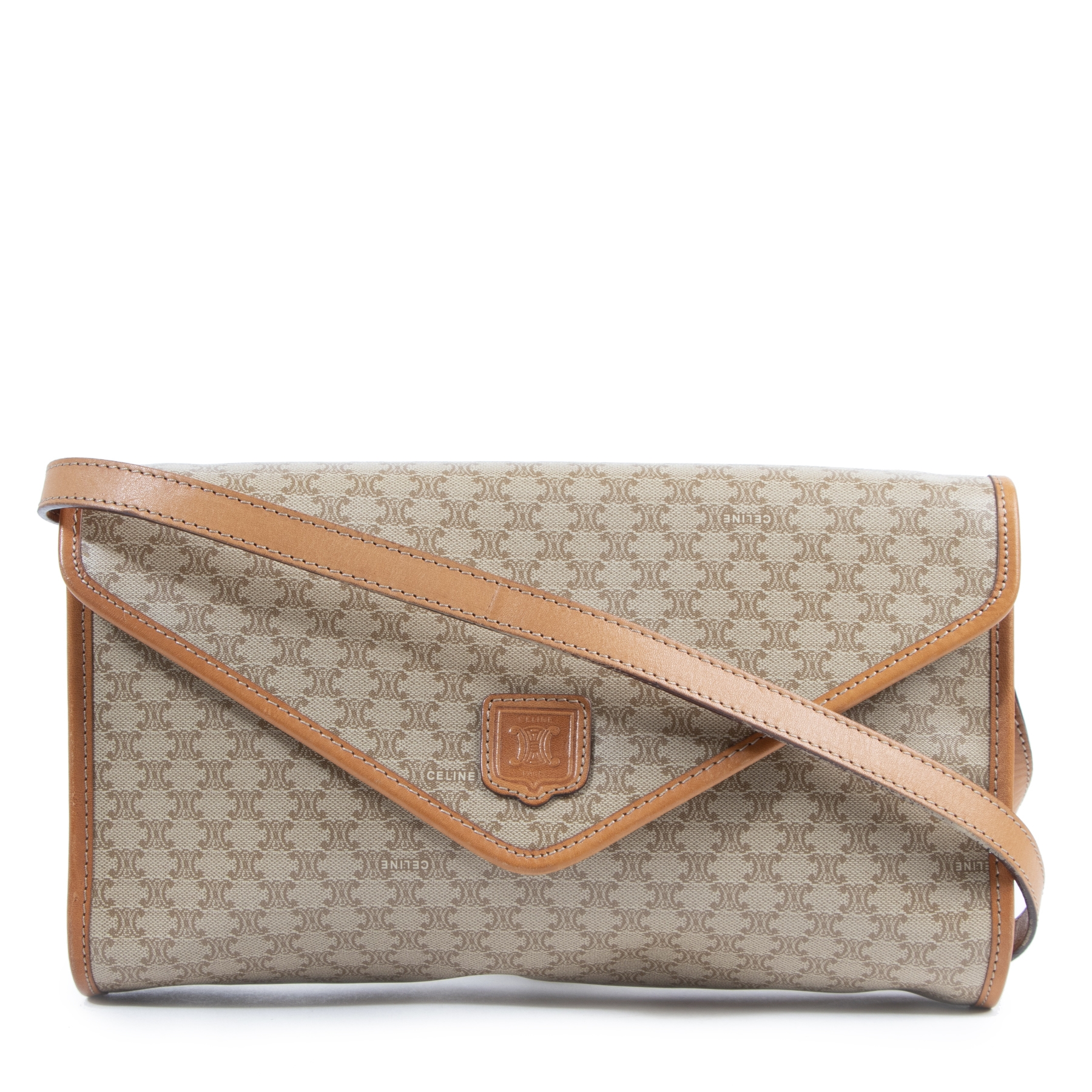 バッグ Celine Macadam Pattern Clutch Bag Beige Céline Beige Macadam Crossbody Bag ○ Labellov ○ Buy and