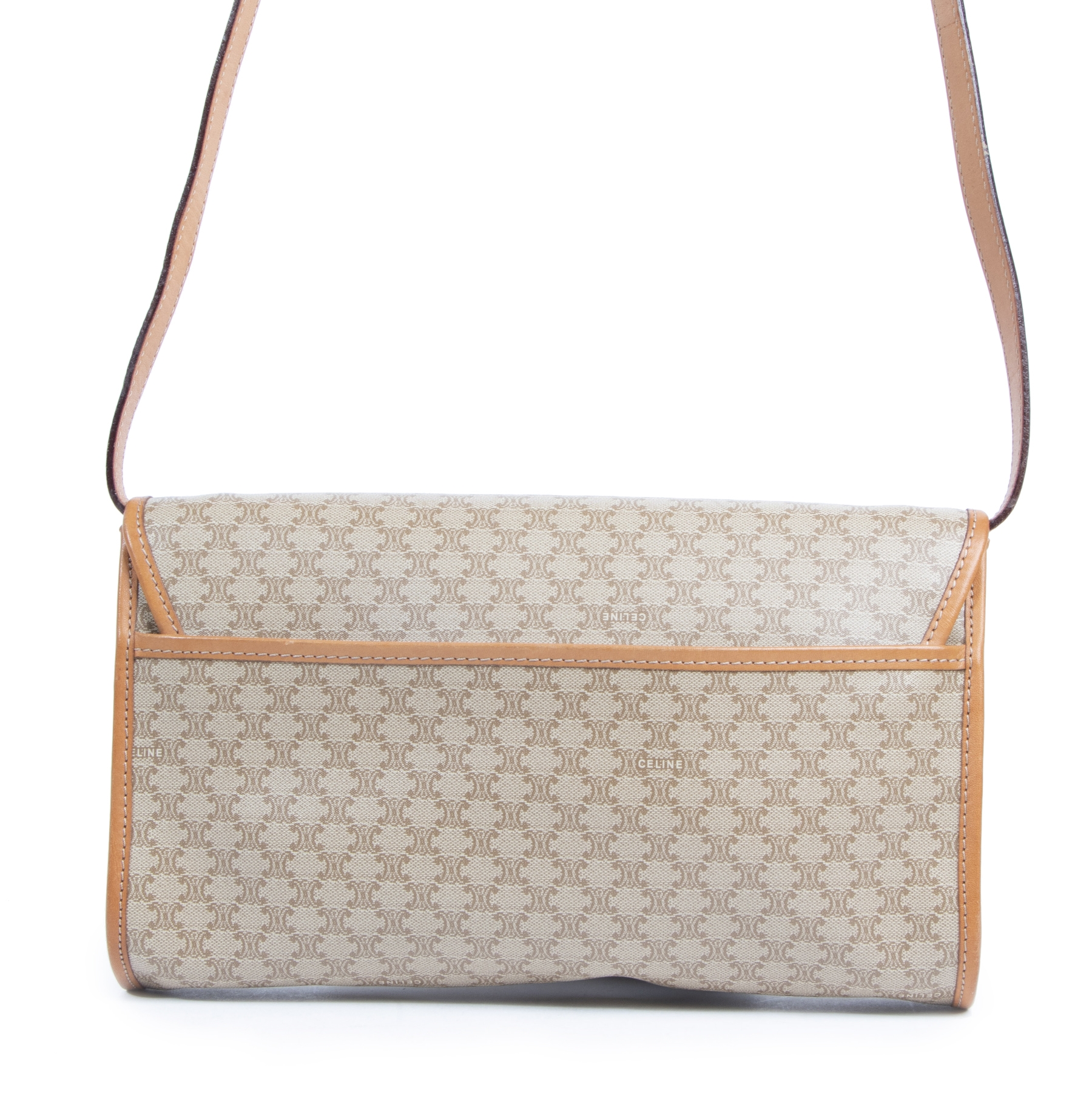 バッグ Celine Macadam Pattern Clutch Bag Beige Céline Beige Macadam Crossbody Bag ○ Labellov ○ Buy and