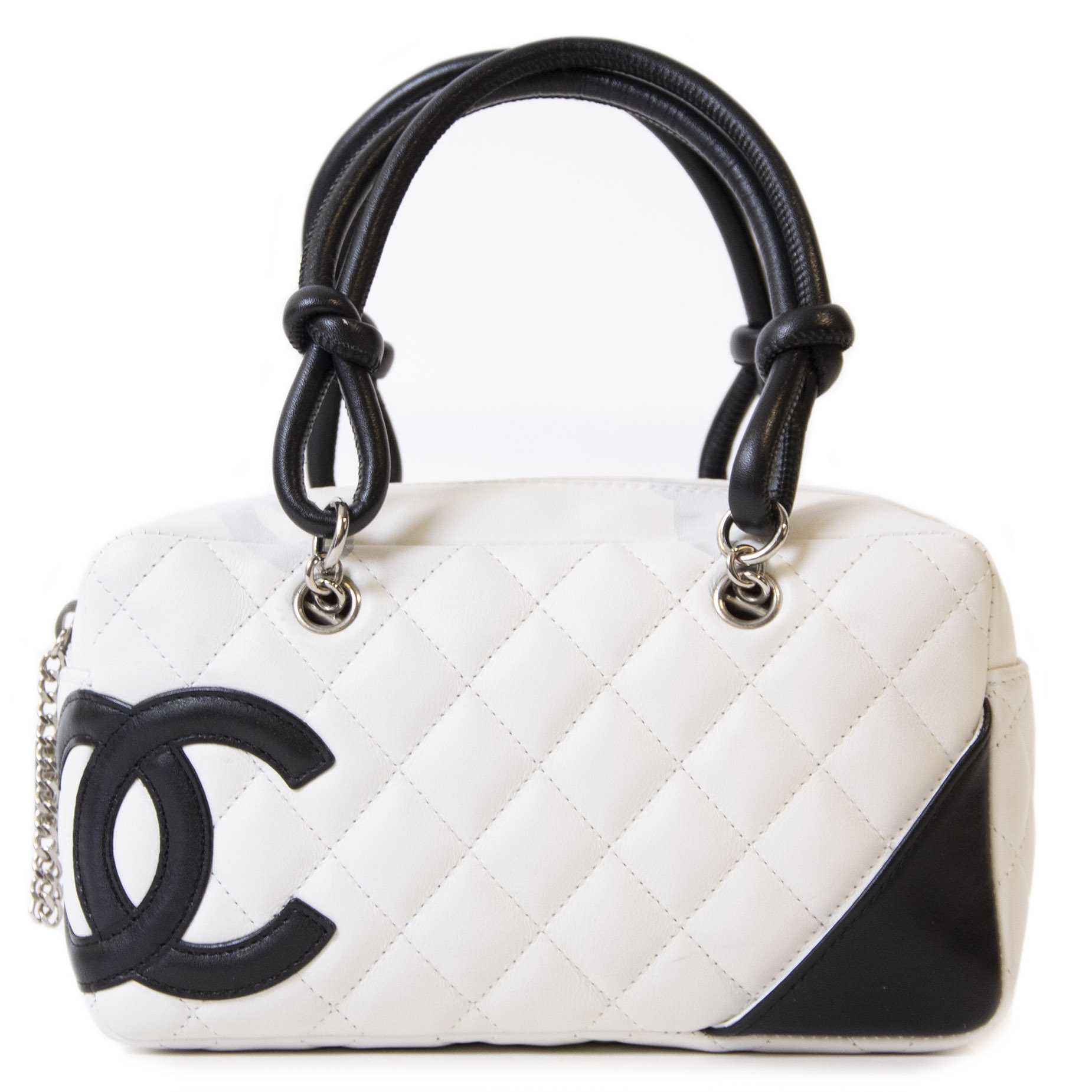 Chanel White Black Cambon Ligne Leather Shoulder Bag ○ Labellov