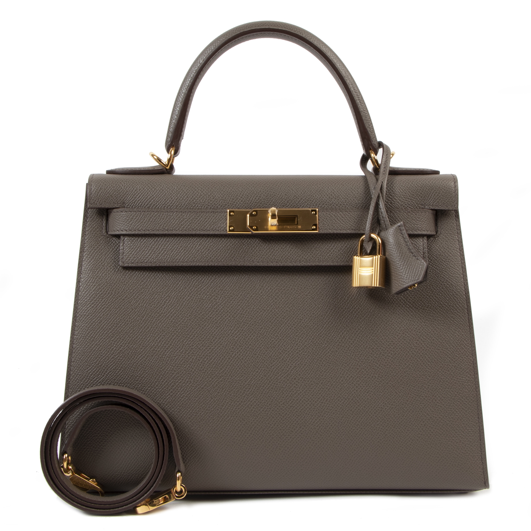 Hermès Kelly 28 Veau Epsom Gris Etain GHW ○ Labellov ○ Buy and