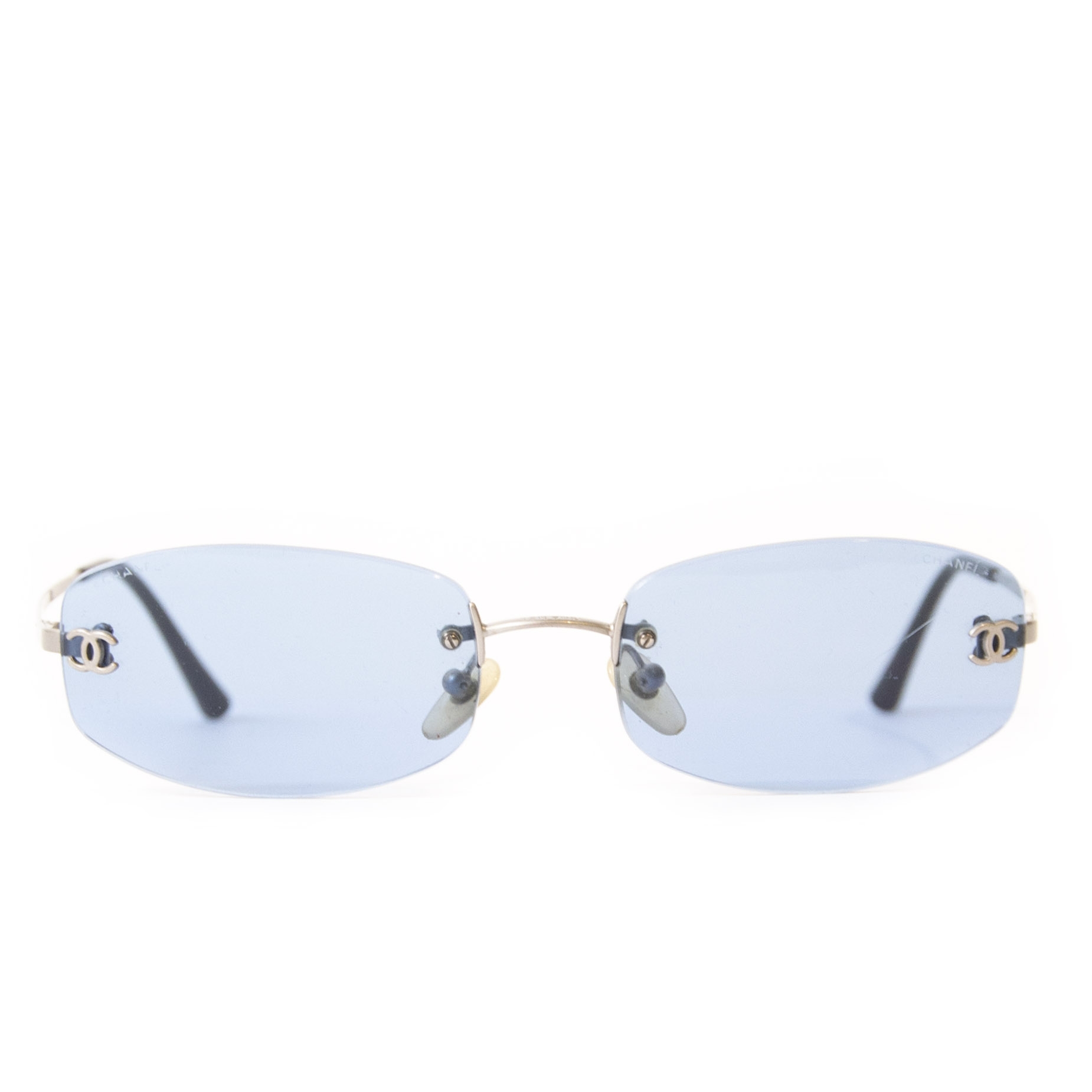 Chanel Rimless CC Blue Tint Sunglasses  LuxuryPromise