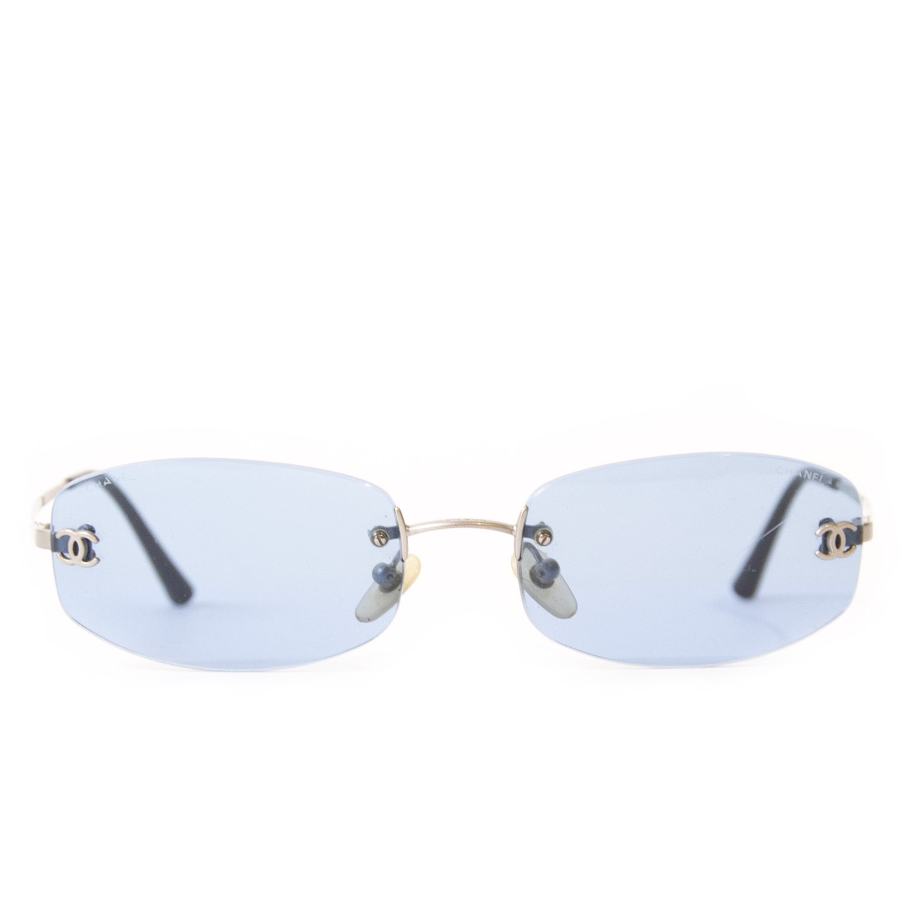 Chanel Blue Rimless Sunglasses ○ Labellov ○ Buy and Sell Authentic Luxury