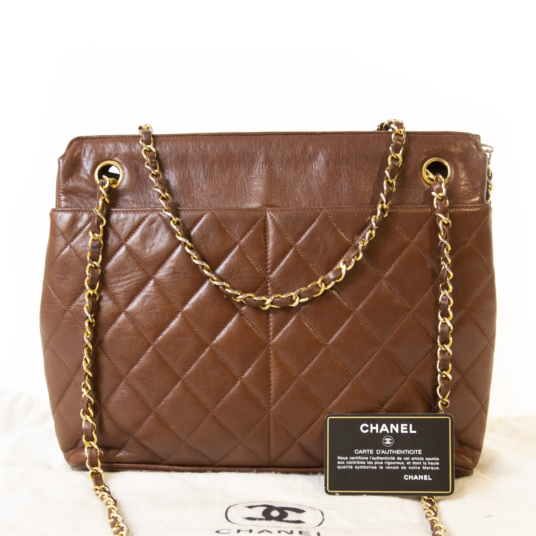 Chanel Vintage Brown Leather Classic Tote Bag ○ Labellov