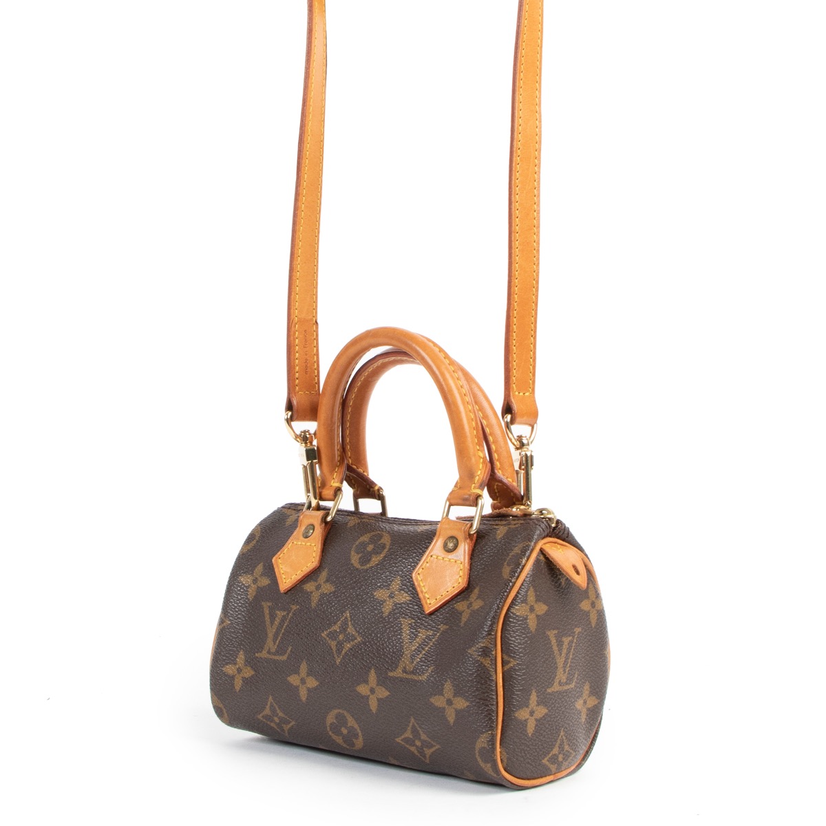 Nano speedy / mini hl leather handbag Louis Vuitton Brown in Leather -  33233411