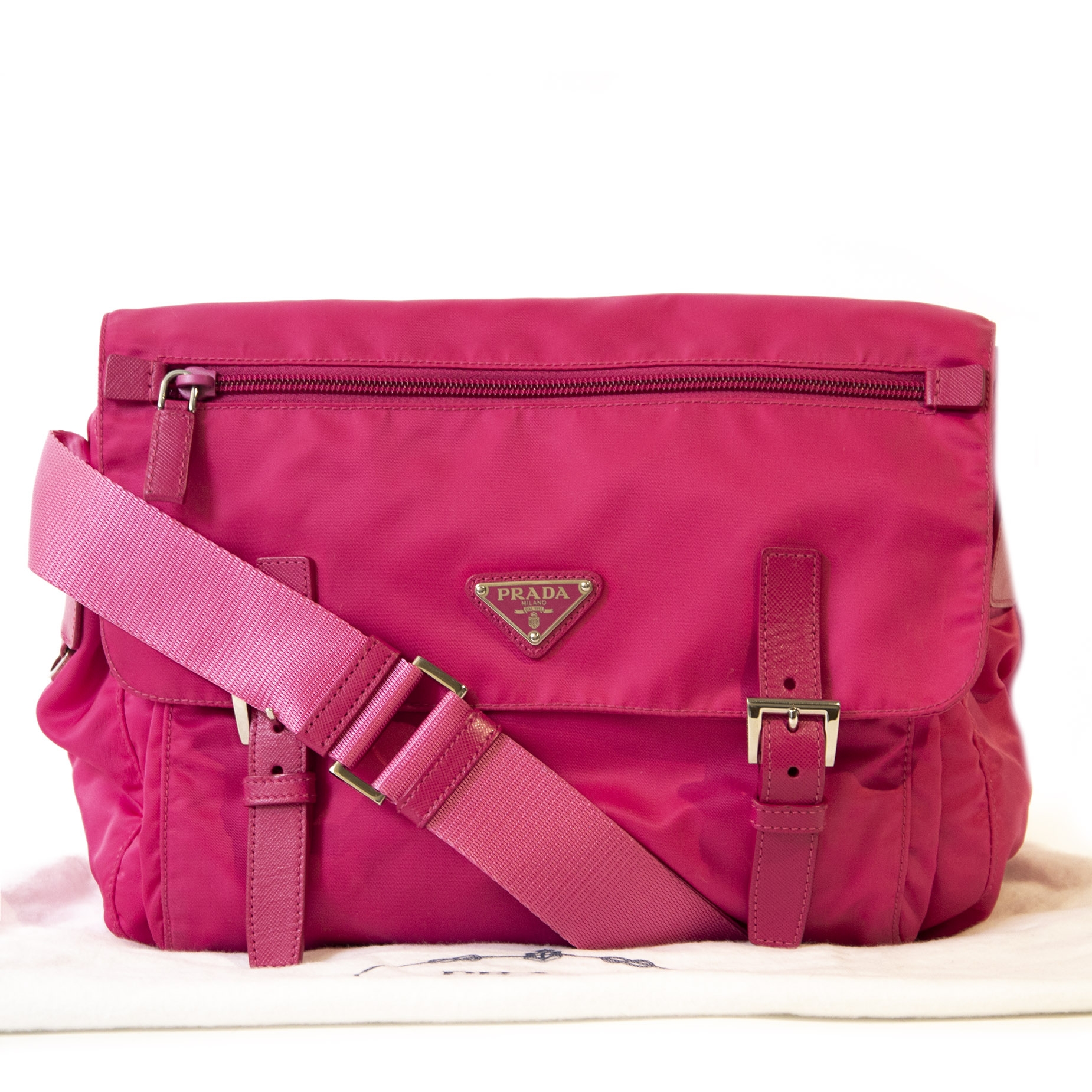 Prada Pink Nylon Messenger Bag Labellov Buy and Sell