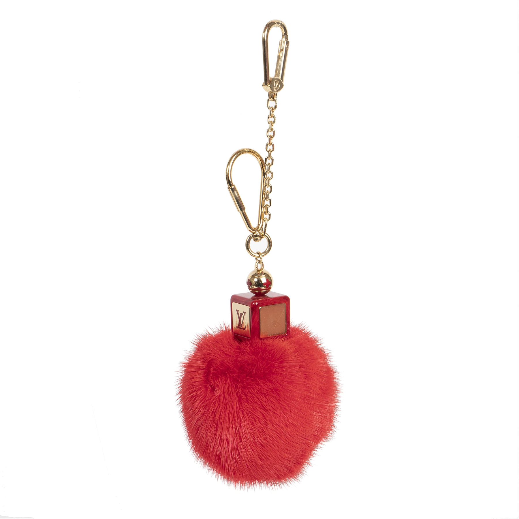 Louis Vuitton Red Fur Pom Pom Keychain Labellov Buy and Sell