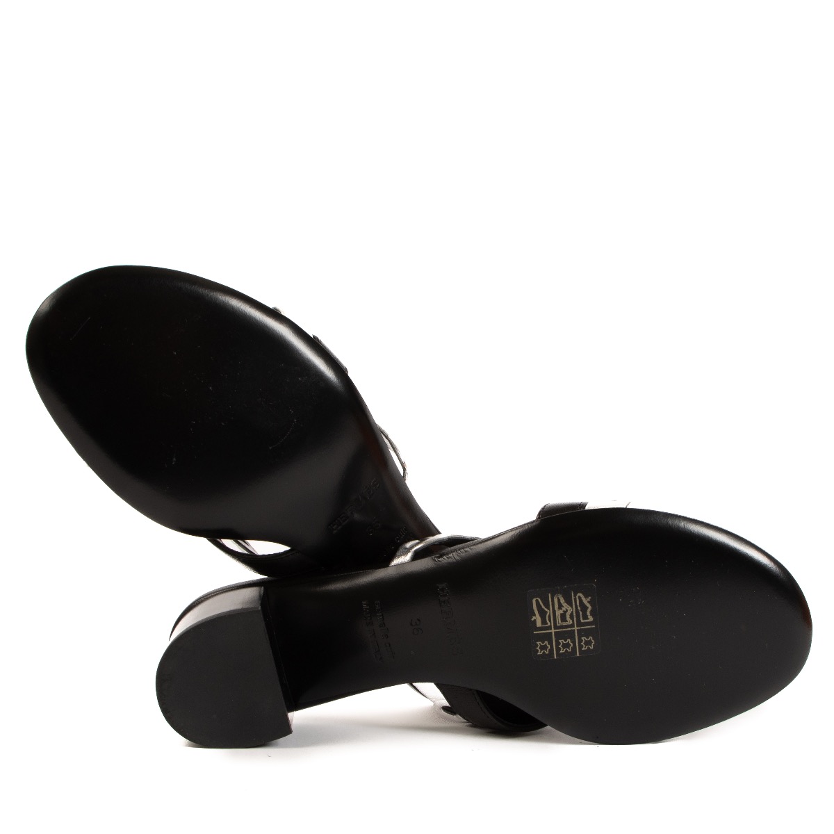 Hermès Black and Silver Ajaccio Sandals - size 36