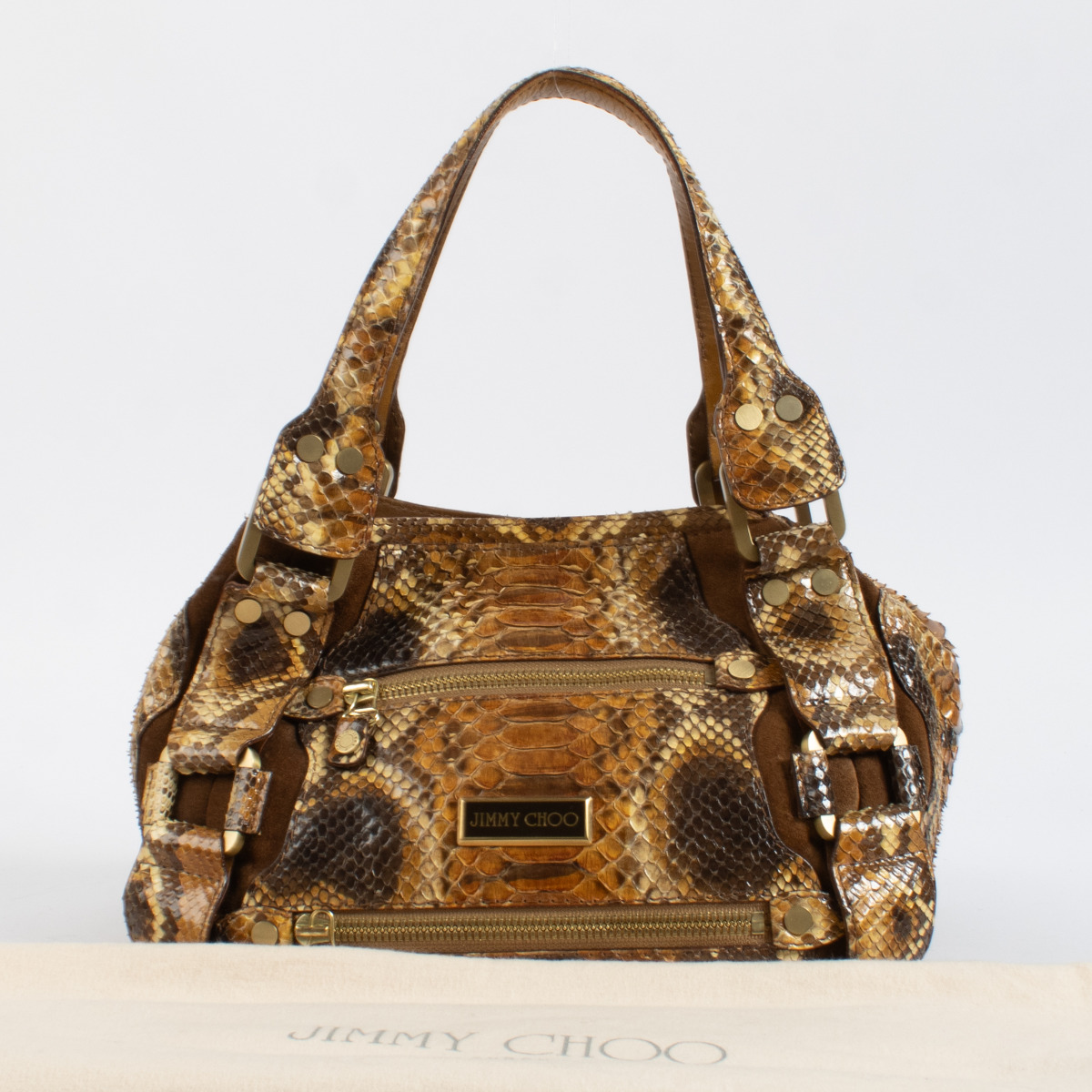 Jimmy Choo Python Brown Shoulder Bag Labellov Buy and Sell Authentic Luxury