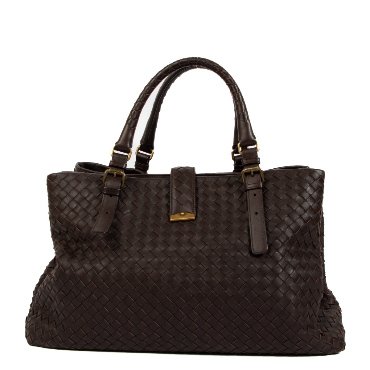 Bottega Veneta Brown Intrecciato Roma Top Handle Labellov