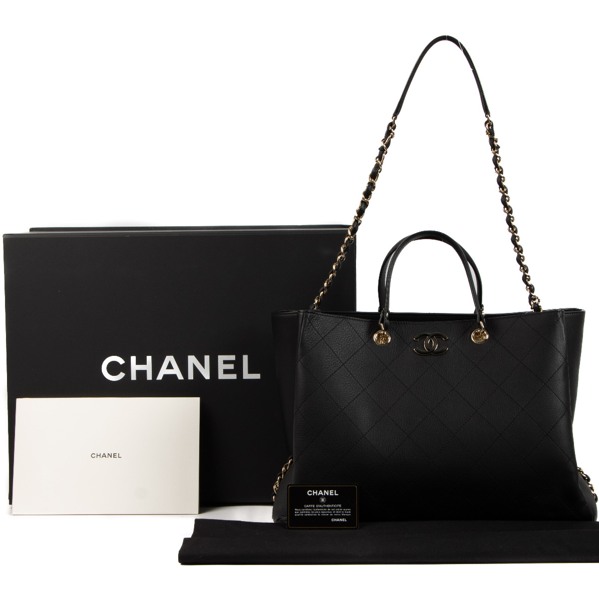 Chanel black discount shopping bag