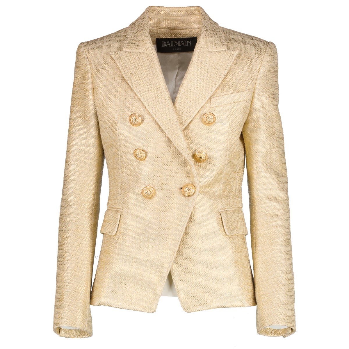 Balmain Gold Cotton 6-Button Jacket - Size 36 ○ Labellov