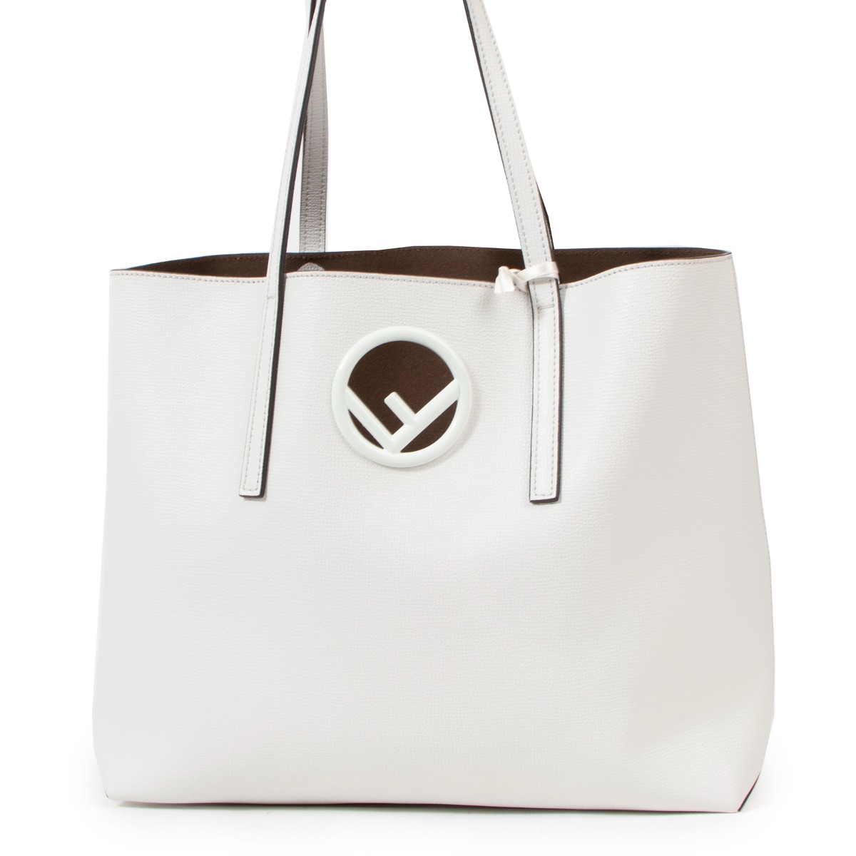 Fendi Kan I F Logo White Leather Tote Shopper Labellov Buy and