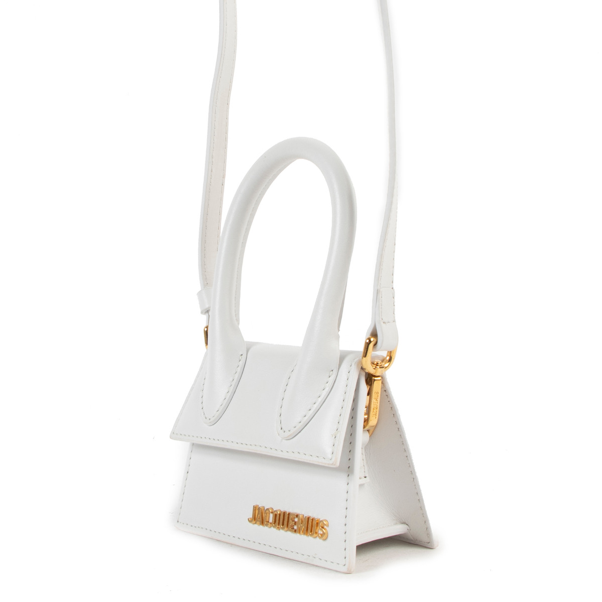 JACQUEMUS ホワイト レザー ショルダーバッグ 小型 Jacquemus バンビーノ 小型レザー クロスボディ ハンドバッグ