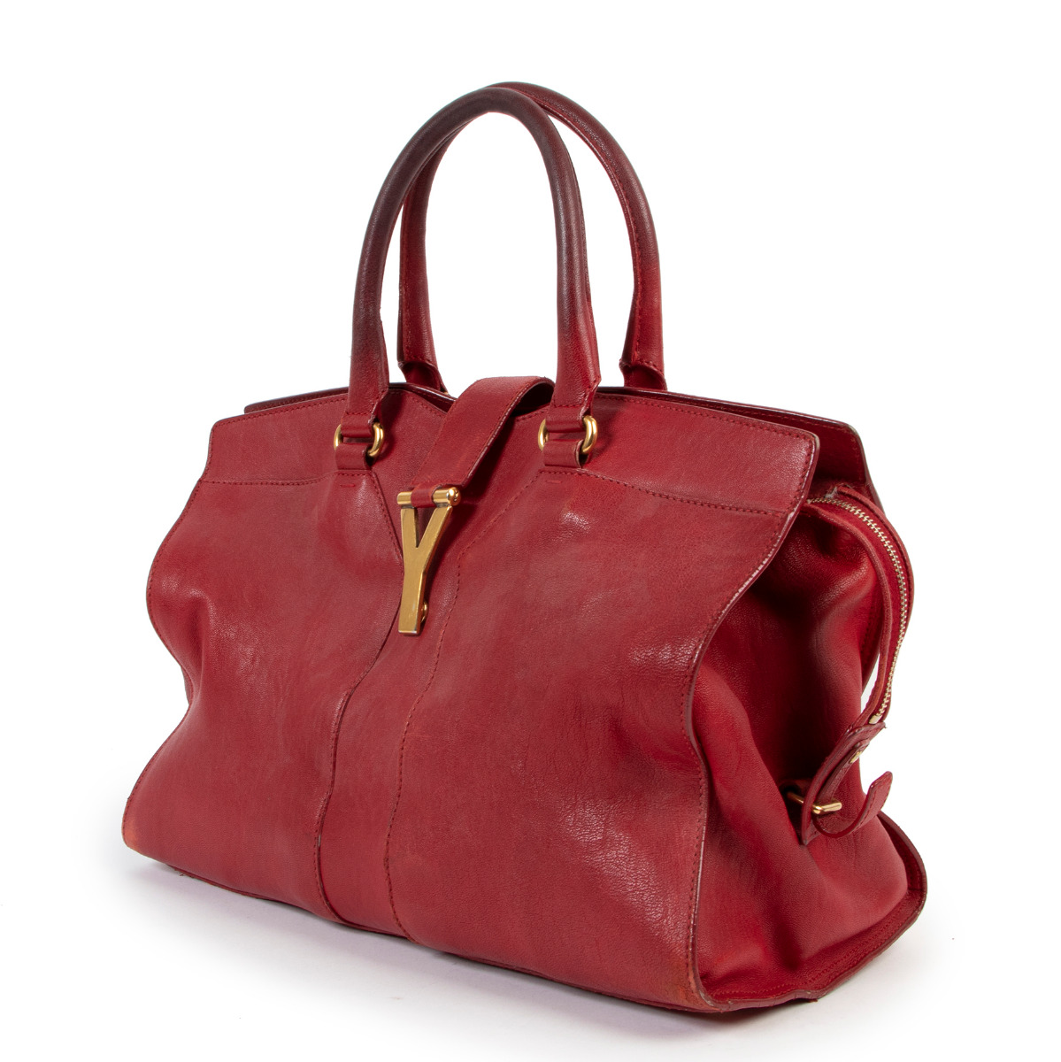 バッグ YSL Cabas Red Yves Saint Laurent YSL Cabas Handbag Tote Bag Red Leather