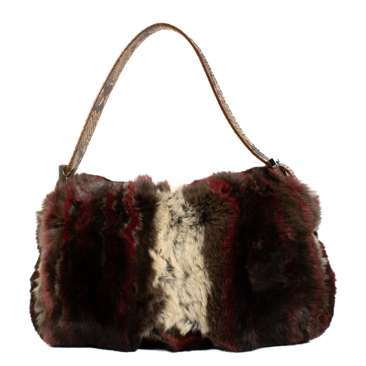 Fendi Burgundy Rabbit Fur Baguette Bag ○ Labellov ○ Buy and Sell