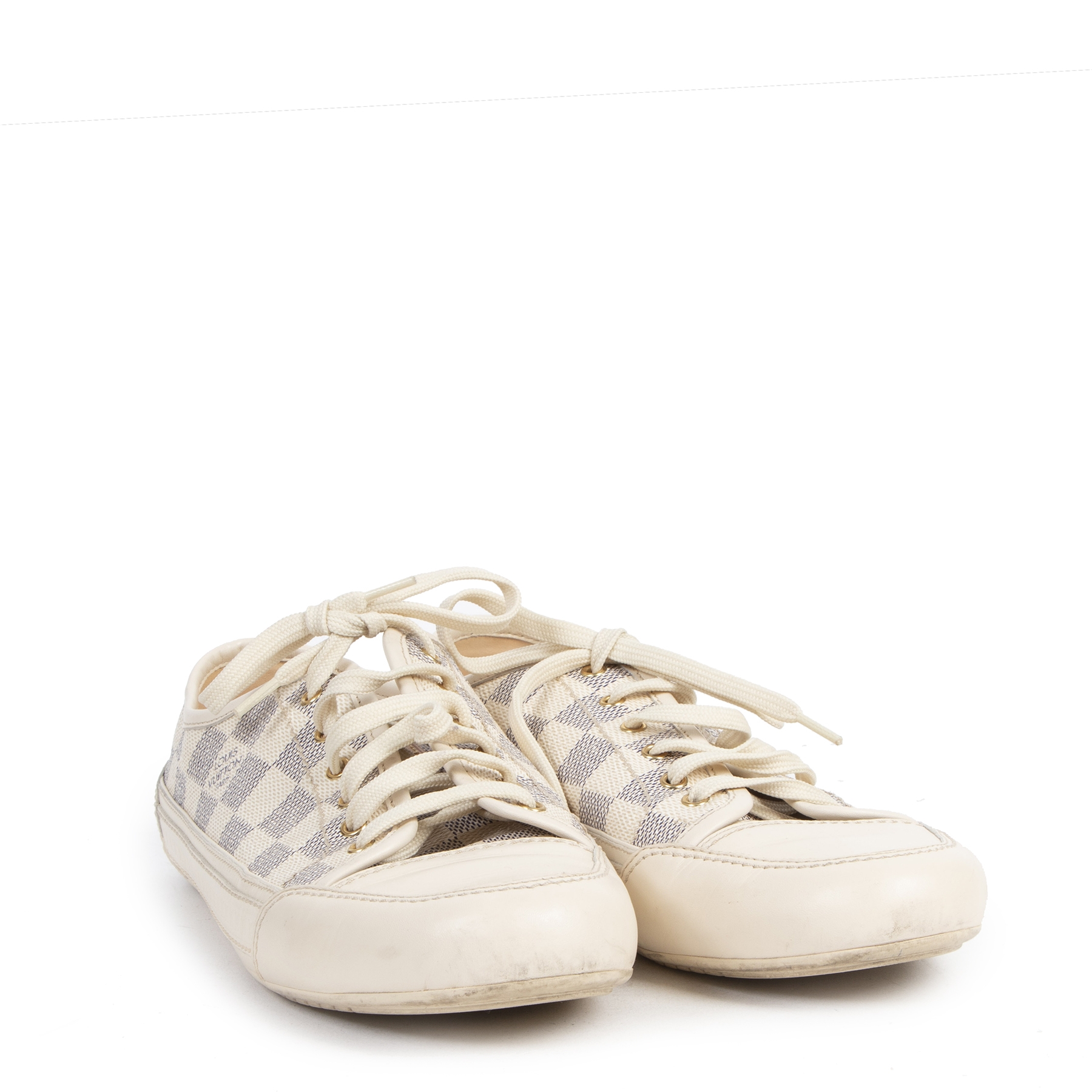 Louis Vuitton, Shoes, Louis Vuitton Damier Azur Sneakers Worn But In Good  Condition Size 3